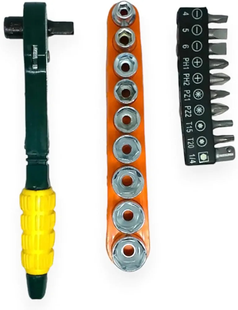 Tool Kit 18 in 1  Spanner 9 Socket Set and 9 Different Screw Opener