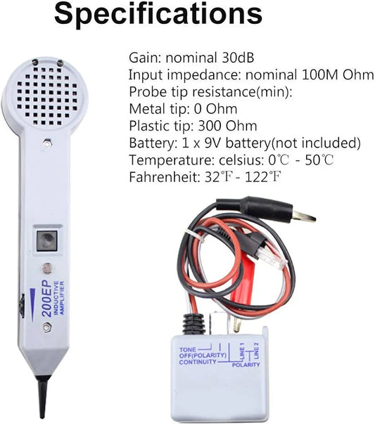Tone Generator Kit, Professional Tone Tracing Kit,200EP Inductive Amplifier Tracers Cable r, Tone Tracing Kit Network rs Detector Tone Generator Kit