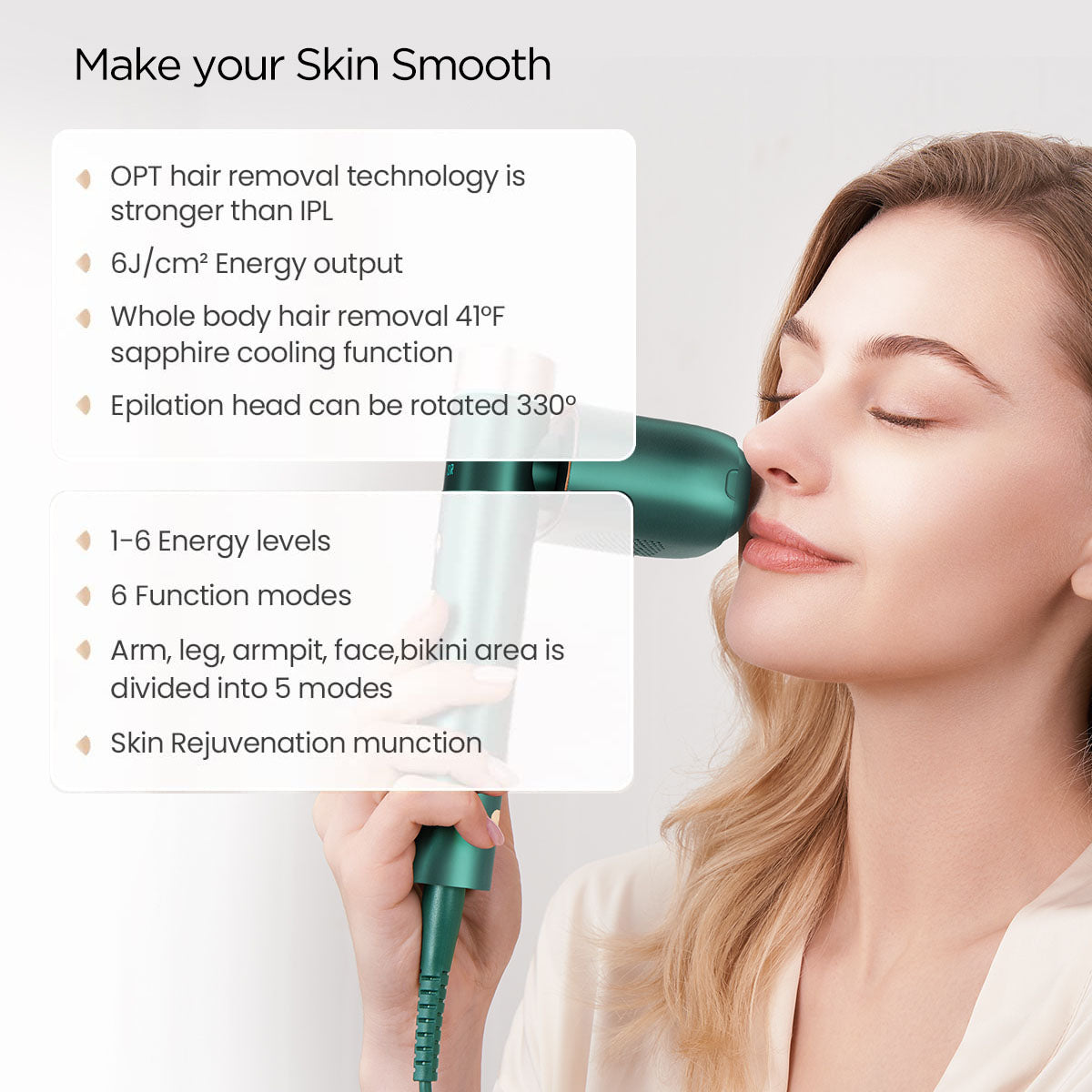 IPL Devices Hair Removal, JOVS Venus Pro, [Hair Removal and Skin Rejuvenation 2 in 1], IPL Hair Removal Device, 6 Filters - Face, Upper Lip, Chin, Bikini, Armpits, Legs & Full Body Insert
