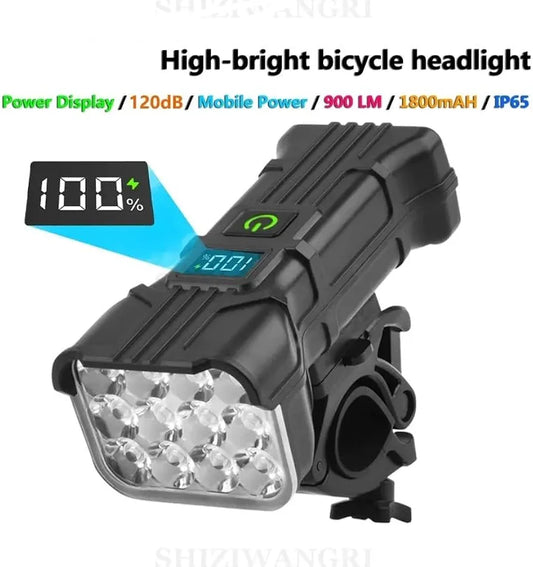 Comfort 12LED Bicycle Horn 2 In1 Headlight Power Bank