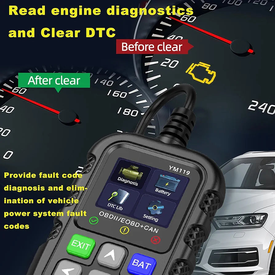 Diabit YM119 OBD2 Scanner Diagnostic Tool Enhanced Vehicle Code Reader Professional OBDII Diagnostic Code Reader Tool for Check Engine Light