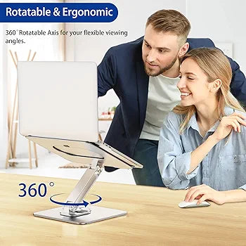 Laptop Stand, 360 Angle Adjustable Rotating Base, Ergonomic Adjustable Laptop Stand, Computer Riser Stand Compatible with Laptops Between 10-15.6" (Silver)
