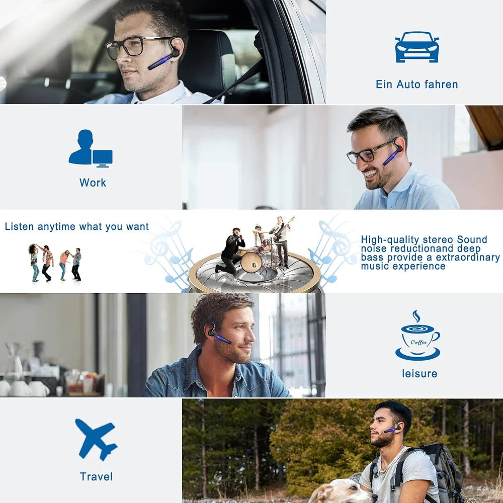 Bluetooth Headset with Microphone,48Hrs V5.3 Bluetooth Earpiece for Cell Phone/Business/Office/Driving/Trucker Driver,Bluetooth Headphones Earbuds for iPhone Android Samsung