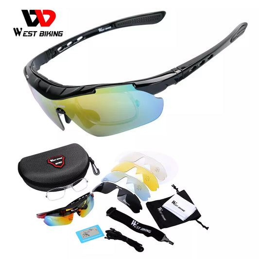 West Biking 5 Lenses Polarized Cycling Glasses