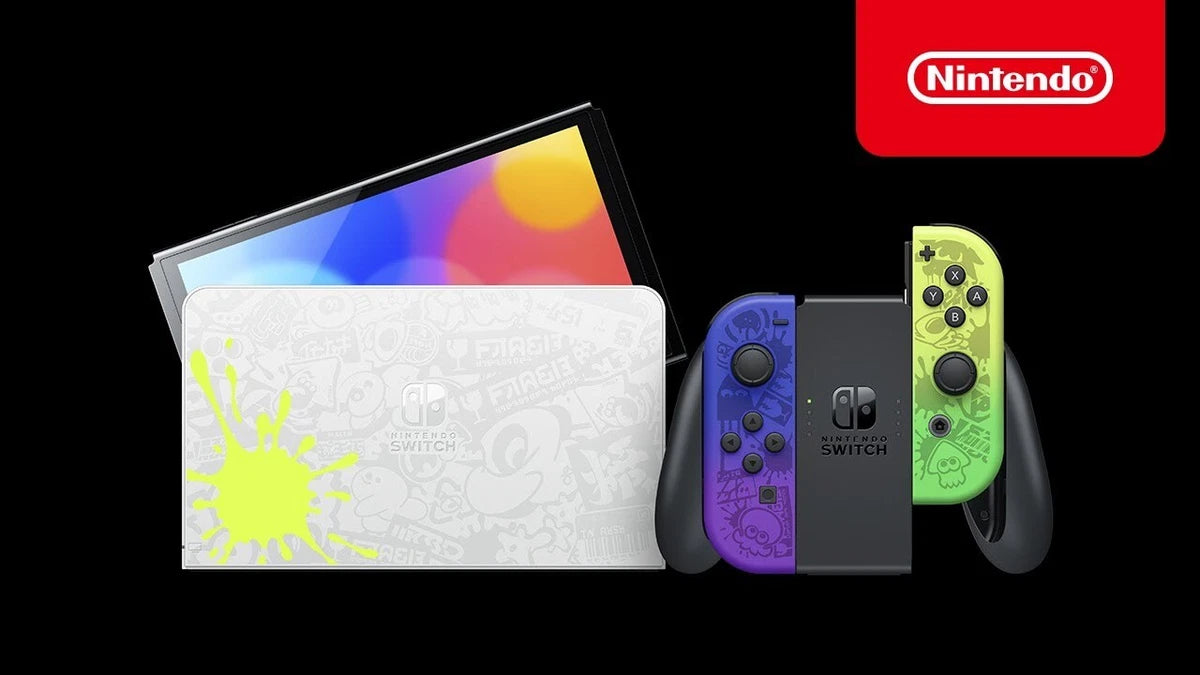 Nintendo Switch (OLED Model) HEG-001 Splatoon 3 Edition Video Game Console - 64GB - Black/Blue/Yellow Gradient