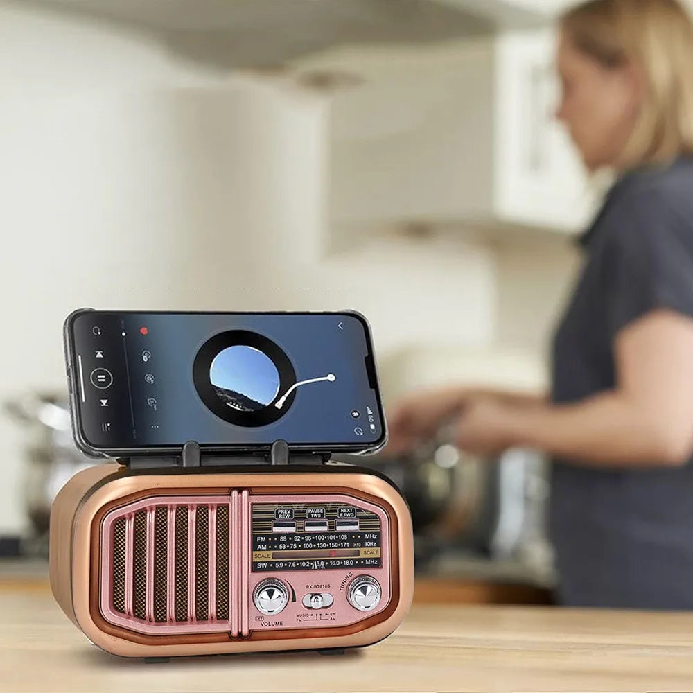 Retro Solar BT Radio, Vintage Small Radio, Support Am FM SW, Solar Powered Design