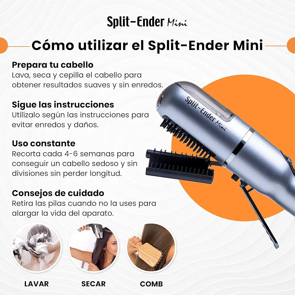 Split Ender Mini Portable Cordless Split End Hair Trimmer for Dry, Damaged and Brittle Split Ends - Silver
