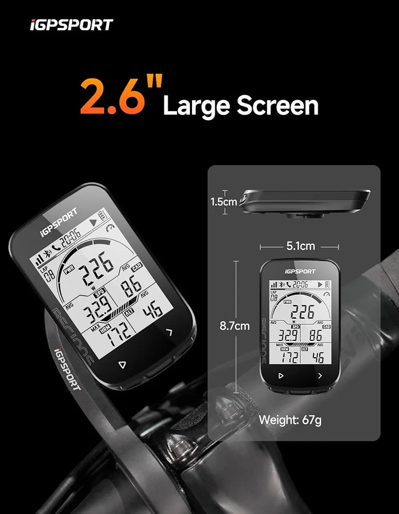 iGPSPORT BSC100S Bicycle/Bike Computer Wireless, 2.6-inch LCD Display GPS Bike Computer