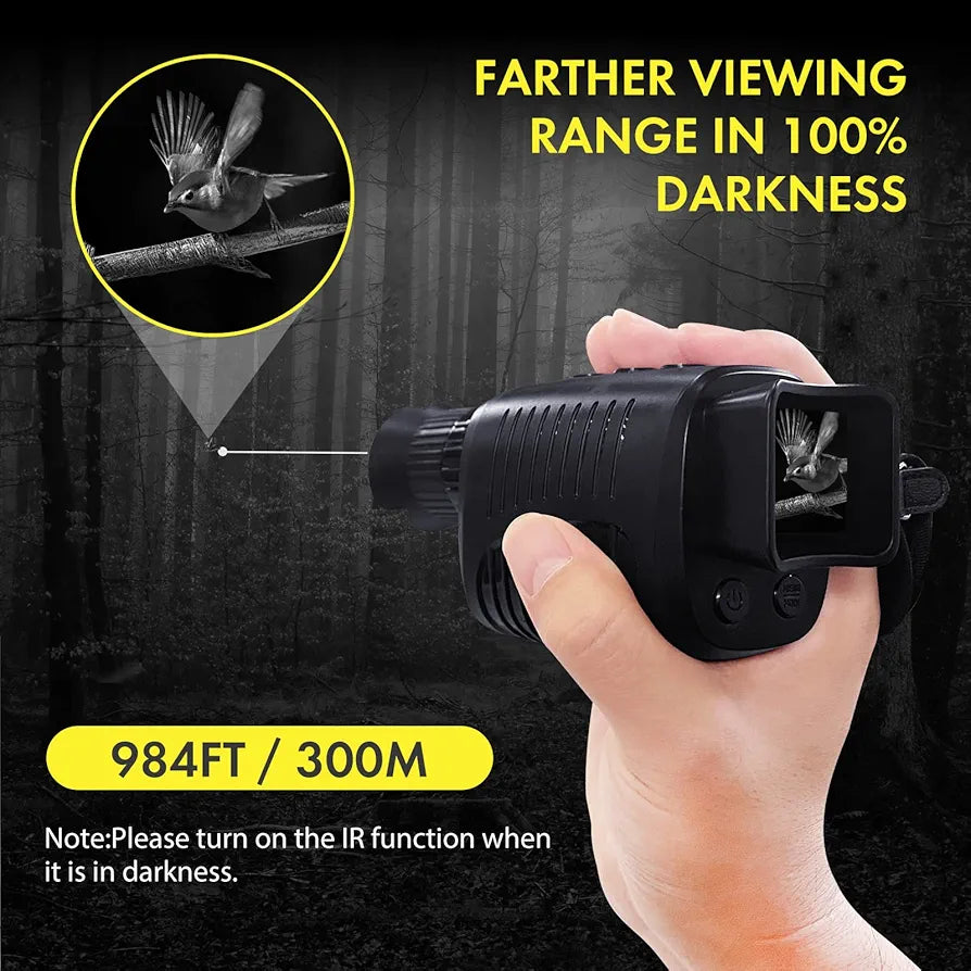 Digital Night Vision Monocular for 100% Darkness, 1080p Full HD Photo & Video Night Vision Goggles Portable Infrared Night Vision for Day & Night Hunting, Camping, Surveillance with 32GB Card