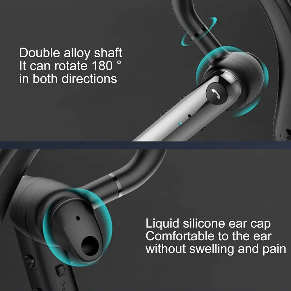 Wireless Earphones Earbuds Bluetooth Headset,F990-compatible Earphone Ear Hook ENC Noise Reduction Dual Microphone Smart Vocal Wireless for Business - Black
