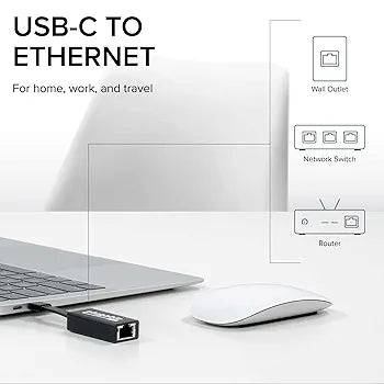 Plugable USB C to Ethernet Adapter, Driverless Fast and Reliable Gigabit Speed, Thunderbolt 3 to Ethernet Adapter Compatible with MacBook Pro, Windows, macOS, iPhone 15, and ChromeOS