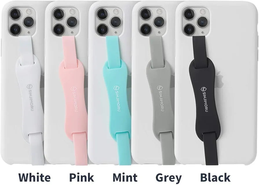 Sinjimoru Universal Silicone Phone Grip Holder, As Cell Phone Stand, With Elastic Phone Finger Strap For Android/Iphone Case.