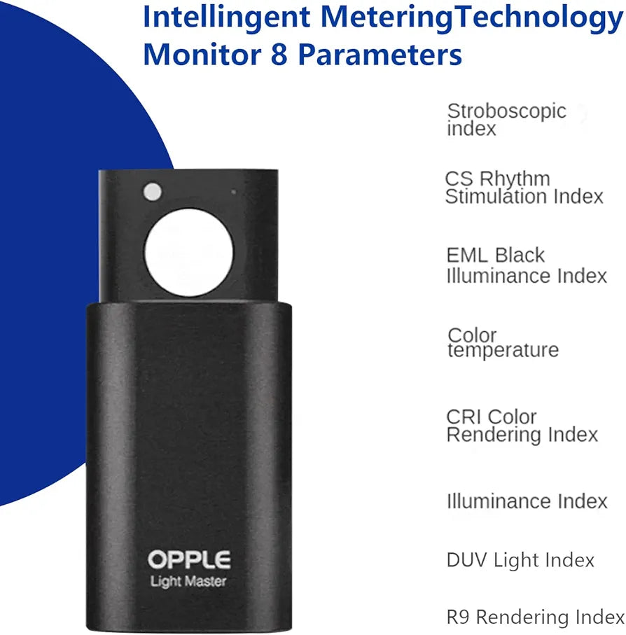 Light Master 4 Light Meter, Digital Light Meter Light Lux Meter Illuminometer Motion Sensor Bluetooth APP LED Lighting Sensor Tester for CCT CRI Flicker DUV Measurement Rechargeable with Type-C