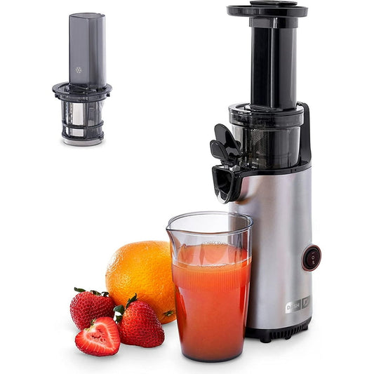 Dash DCSJ255 Deluxe Compact Power Slow Masticating Extractor Easy to Clean, Cold Press Juicer with Brush, Pulp Measuring Cup, Frozen Attachment and Juice Recipe Guide,