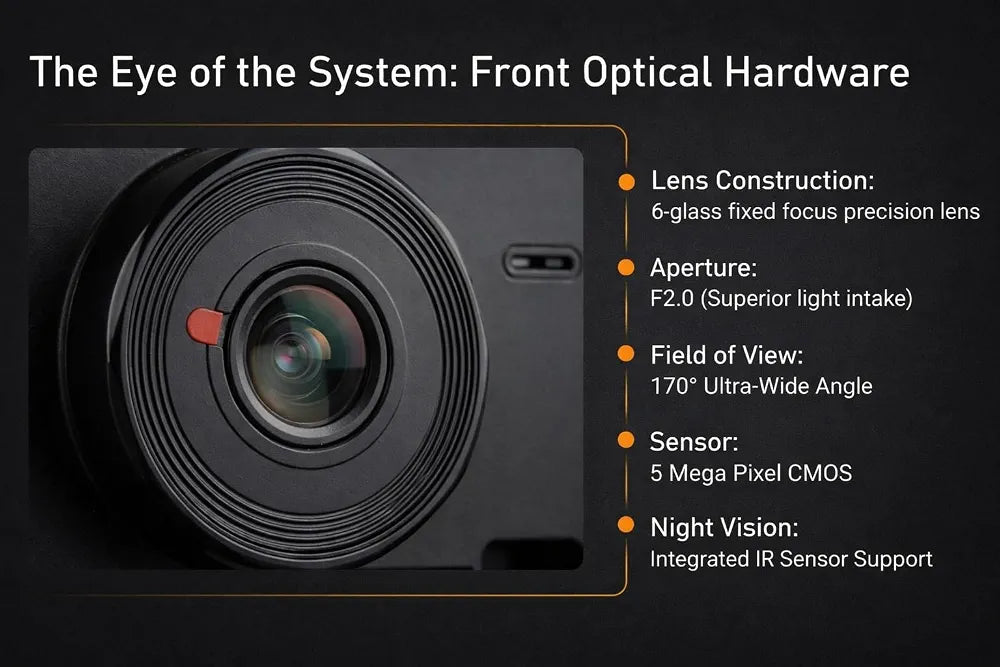 Triple Dash Camera Front, Cabin & Rear 170° Ultra Wide Angle  Night Vision