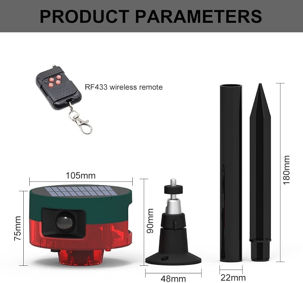 Solar Outdoor Motion Sensor Alarm,with Upgraded 360° Motion Detector Alarm, 129db Loud Siren, and Remote Keep Unwanted Explorers at Bay