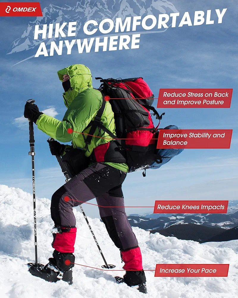 Trekking Poles for Hiking Collapsible - OMDEX Upgrade Ultralight Folding Aluminum Alloy 7075 Hiking Pole Pairs, Hiking Sticks Lightweight with Quick Lock System, Foldable Walking Sticks for Men Women