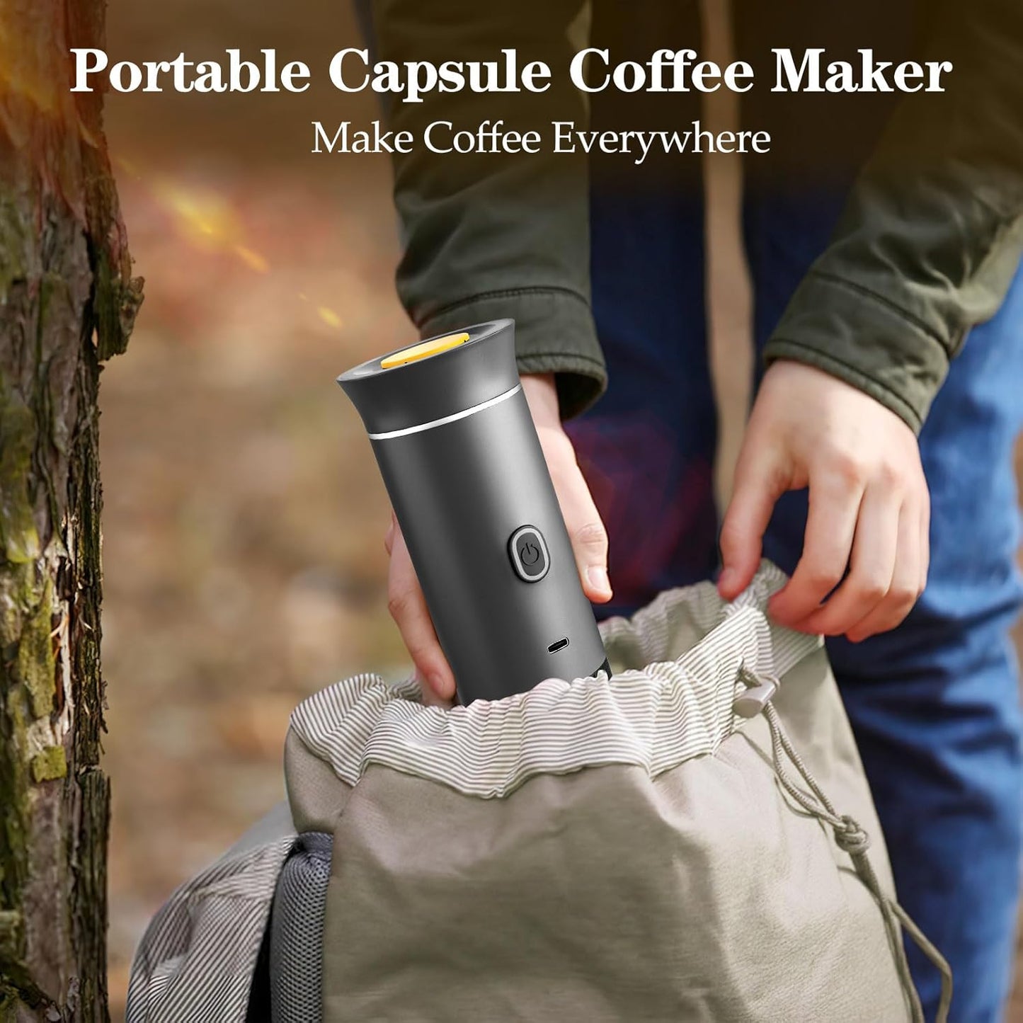 Expresso 3in 1 Portable Machine, Mini Coffee Maker for Travel, Self-Heating Car Coffee Maker with USB-C, Small Espresso Machine with Ground Coffee & Capsules