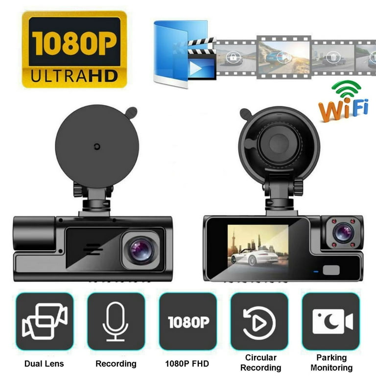 Dash Cam WiFi FHD 1080P Car Camera, Front and Inside Dash Camera for Cars, 1080P Front Dash Cam, Mini Dashcams with Night Vision, 24 Hours Parking Mode, WDR, Loop Recording, G-Sensor, APP