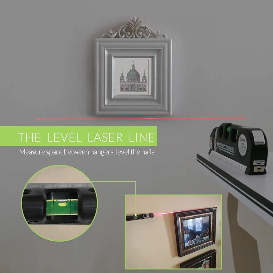 Laser Level Multipurpose Line Laser Leveler Tool Cross Line Lasers With 8FT 2.5M Standard Measure Tape and Metric Rulers