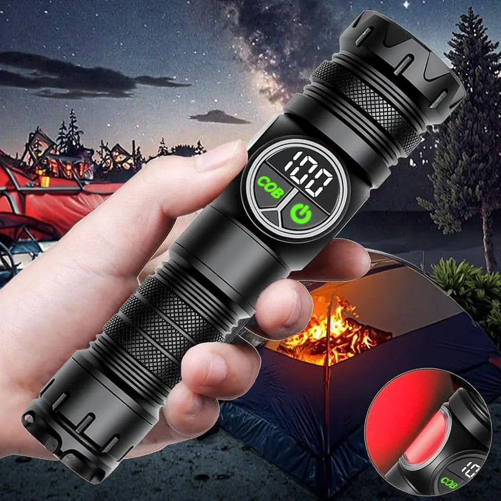 Powerful Rechargeable Torch Light Long Range Waterproof Emergency LED Light Camping, Outdoor USB Charging Self Defense Flashlight
