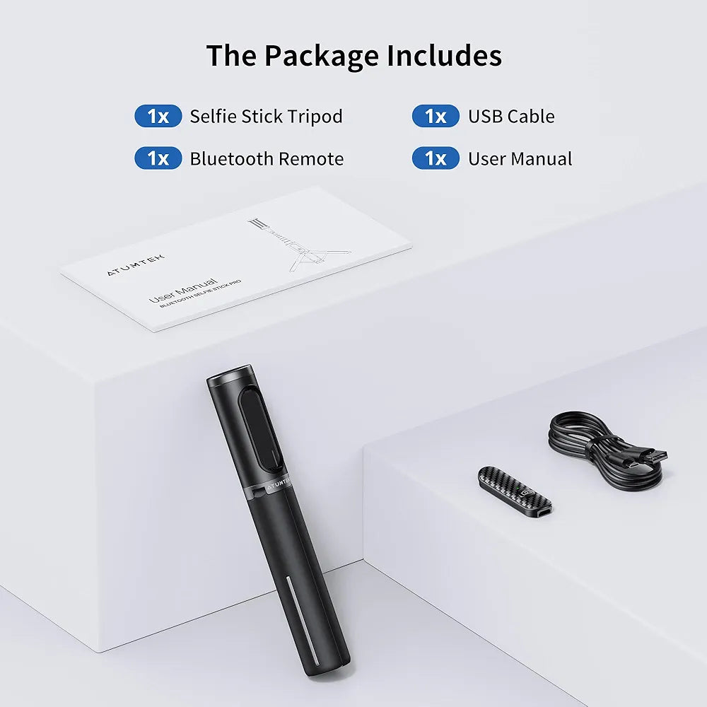 ATUMTEK Selfie Stick Tripod, Extendable 3 in 1 Aluminum Bluetooth Selfie Stick with Wireless Remote and Tripod Stand for iPhone Samsung Smartphones