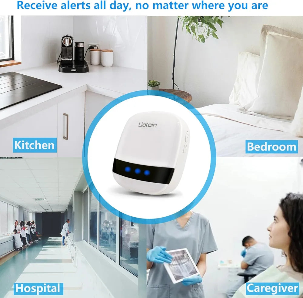 Wireless Caregiver Personal Alarm Systems, LIOTOIN Waterproof SOS Call Button 2