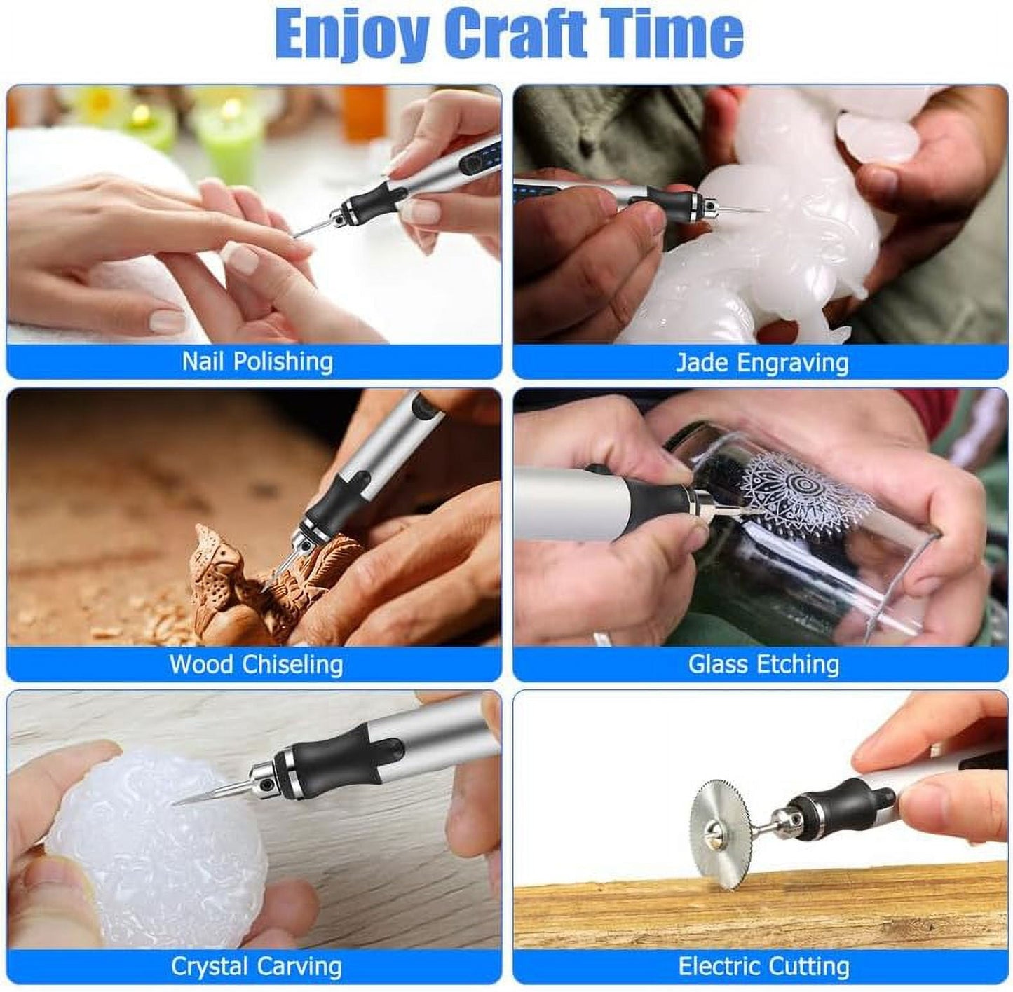 Wiher Electric Engraving Pen Kit with 42 Bits, Mini Electric DIY Engraver Cordless Rotary Tools Portable Engraving Tool for Jewelry Wood Metal Stone Plastic Glass Etching