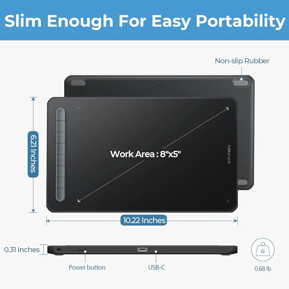 XPPen Pen Tab, Bluetooth Wireless Connection, 8 x 5 Inches, X3 Pen, Tilt Detection, Pen Tablet, Plate Tab, Smartphone Compatible, Illustration, Telework, Drawing Software, Compatible with iPhone
