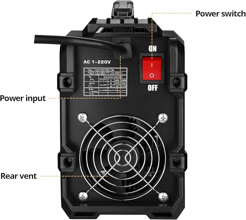 DEKOPRO 220V MMA Welder, ARC Welder Machine Electrode Holder,Work Clamp, Input Power Adapter Cable (200AE)