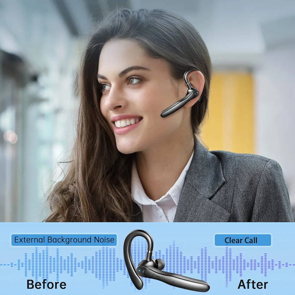Bluetooth Headset Wireless Bluetooth Earpiece 5.3 Clear Call with 2 ENC Microphone, 80Hrs Ultra Long Playtime Hands-Free Earbuds for Driving Compatible for IOS/Android