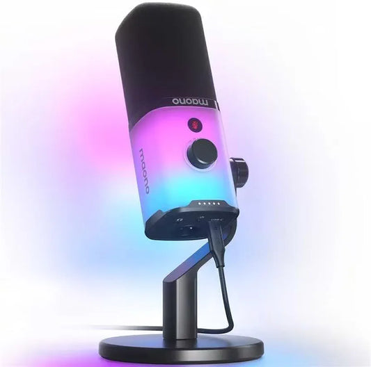 MAONO XLR USB Gaming Microphone: Dynamic RGB PC Microphone with Software for Streaming Podcast Vocal Recording Computer Mic with Noise Cancellation, Mute Button, Gain Knob, Desktop Stand PD100X RGB