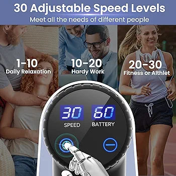 Massage Gun, ANSGEC Deep Tissue 30 Speeds Powerful Muscle Massage Gun Electric Handheld Massagers, Percussion Massager for Muscle, Back, Neck, Body Relief