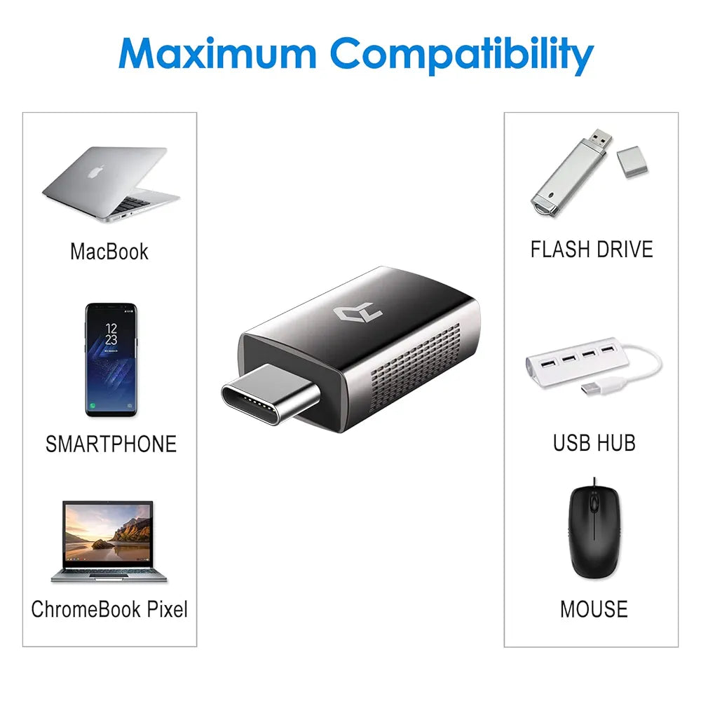 Rankie USB C Adapter Hi-speed USB Type C to USB-A 3.0, 2-Pack, Black