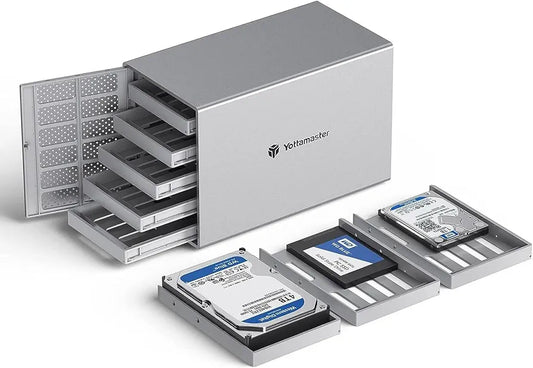 Yottamaster 5 Bay External Hard Drive Enclosure, Aluminum USB3.0 3.5" HDD Enclosure for 3.5 & 2.5 Inch SATA HDD/SSD, Support 90TB(5x18TB) Direct Attached Storage DAS, Non-RAID [PS500U3]