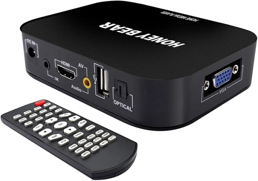 Honey Bear Full HD 1080P Media Player TV BOX For 2TB External Hard Drive, HDMI , AV ,USB, VGA, SD/MMC Port
