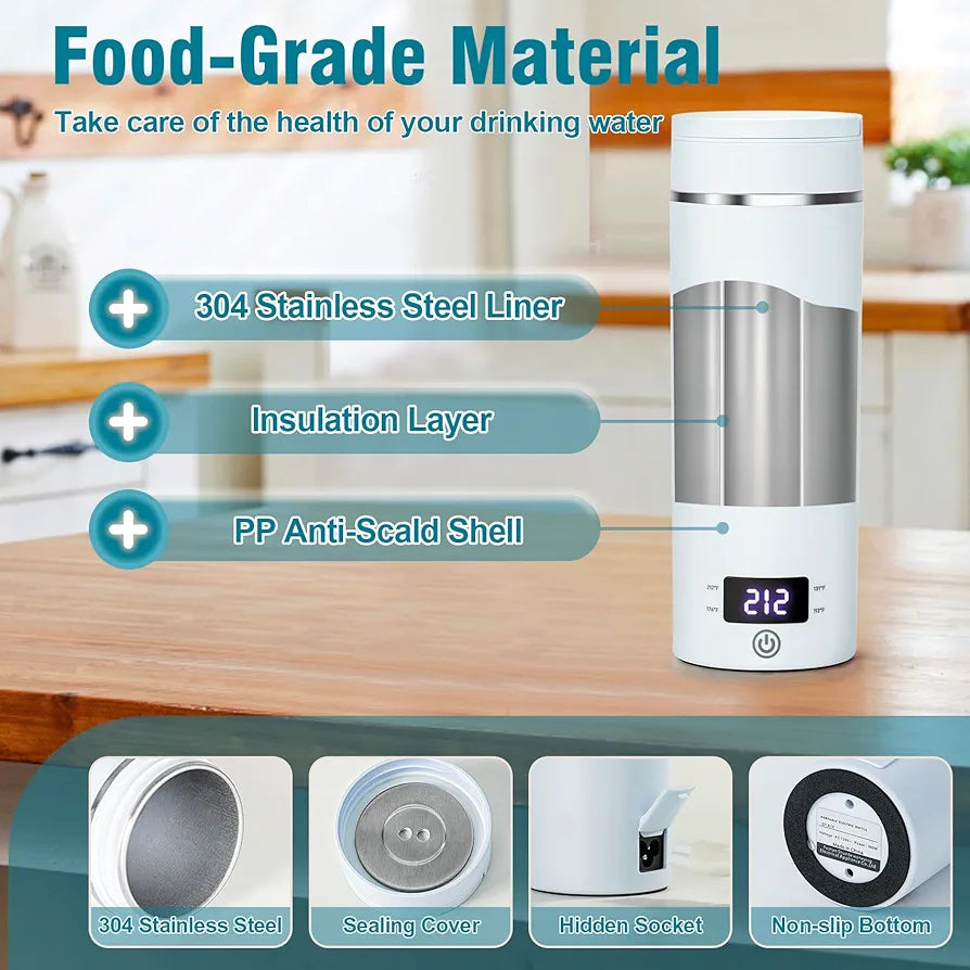 Travel Electric Kettle Portable Mini Kettle,Small Hot Water Boiler with 4 Temperature Settings,304 Stainless Steel,Fast Boiling Water with Auto Shut-Off and Boil Dry Protection,400ml