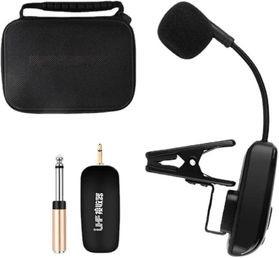 UHF Wireless Saxophone Microphone System Clip on Musical Instrument Wireless Receiver Transmitter for Saxophone Trumpet
