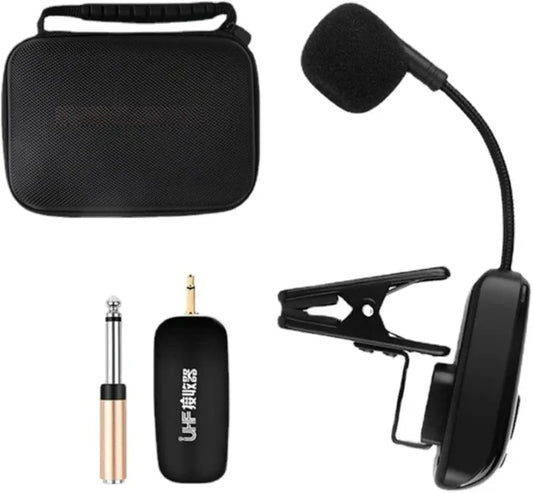UHF Wireless Saxophone Microphone System Clip on Musical Instrument Wireless Receiver Transmitter for Saxophone Trumpet