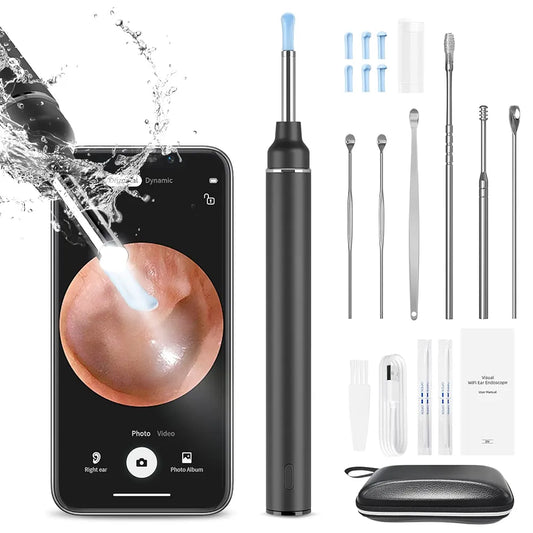 GPEESTRAC Ear Wax Removal Ear Camera Wireless Ear Otoscope with 6 LED Light Earwax Cleaner Compatible with iPhone iPad Android Earwax Removal Kit for Kids, Adults,Pets