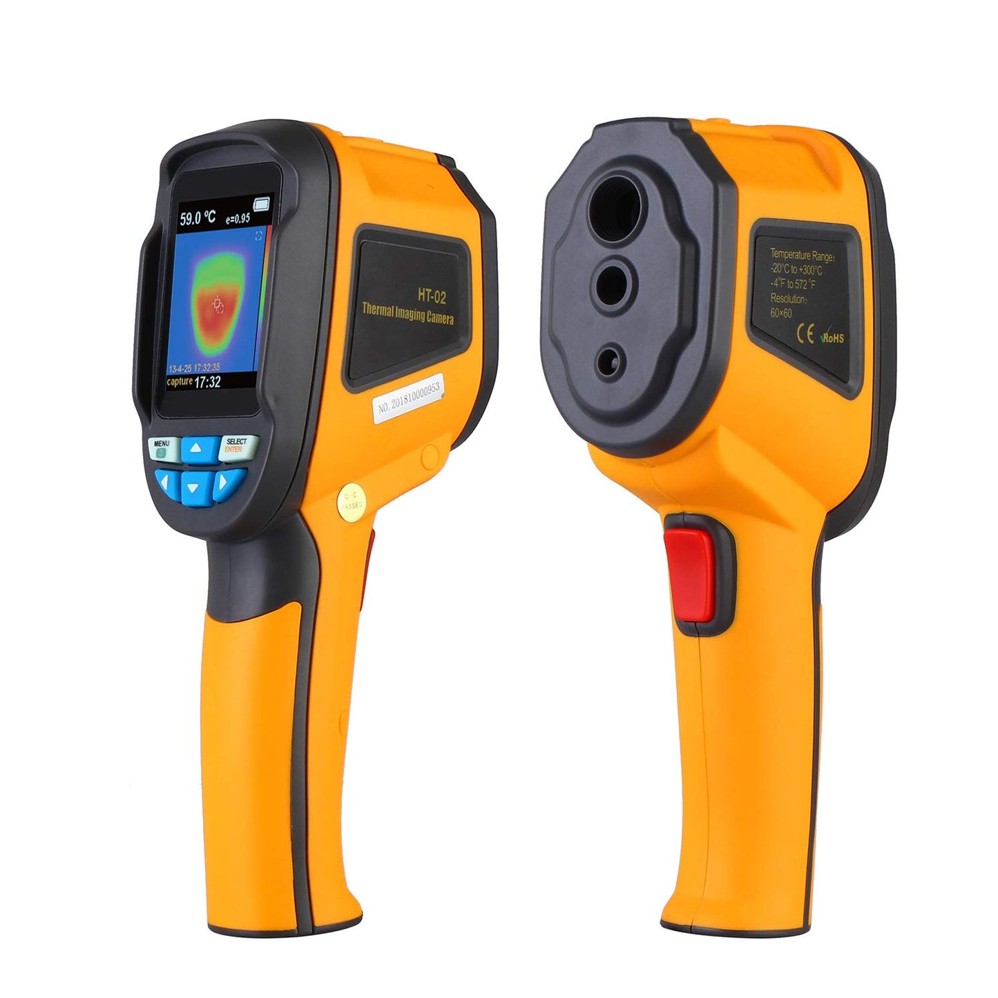 Infrared (IR) Thermal Imager & Visible Light Camera with IR Resolution 1024 Pixels & Temperature Range from -4~572°F, 6Hz Refresh Rate, Black