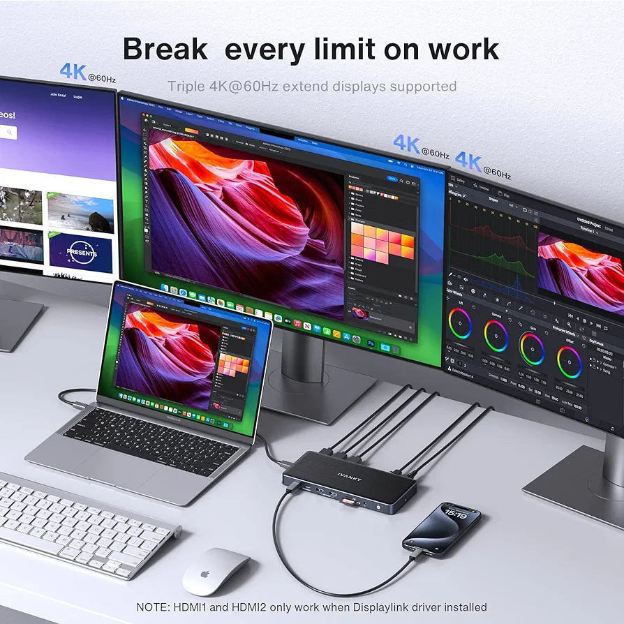 iVANKY 14-in-1 FusionDock Pro 1+ for M2/ M3/ M4/M5 MacBook DisplayLink