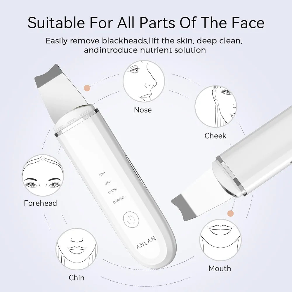 ANLAN Skin Scrubber Ultrasonic Exfoliator EMS Ion Face Spatula
