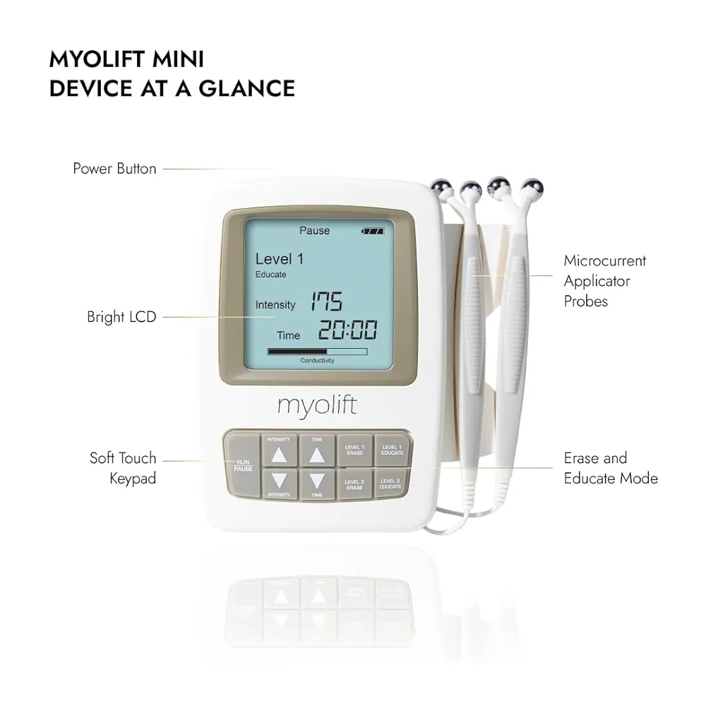 Wellness 7E MyoLift Mini Microcurrent Facial Device - Non-Invasive Face Lift, Facial Skin Care Products for Anti Aging, Skin Tightening - Esthetician Supplies and Skin Care Tools - Up to 400 Microamps