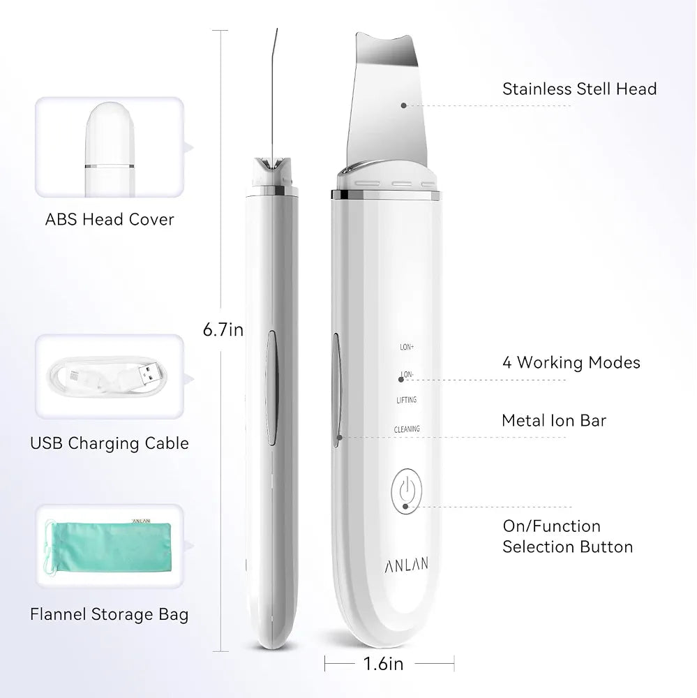 ANLAN Skin Scrubber Ultrasonic Exfoliator EMS Ion Face Spatula