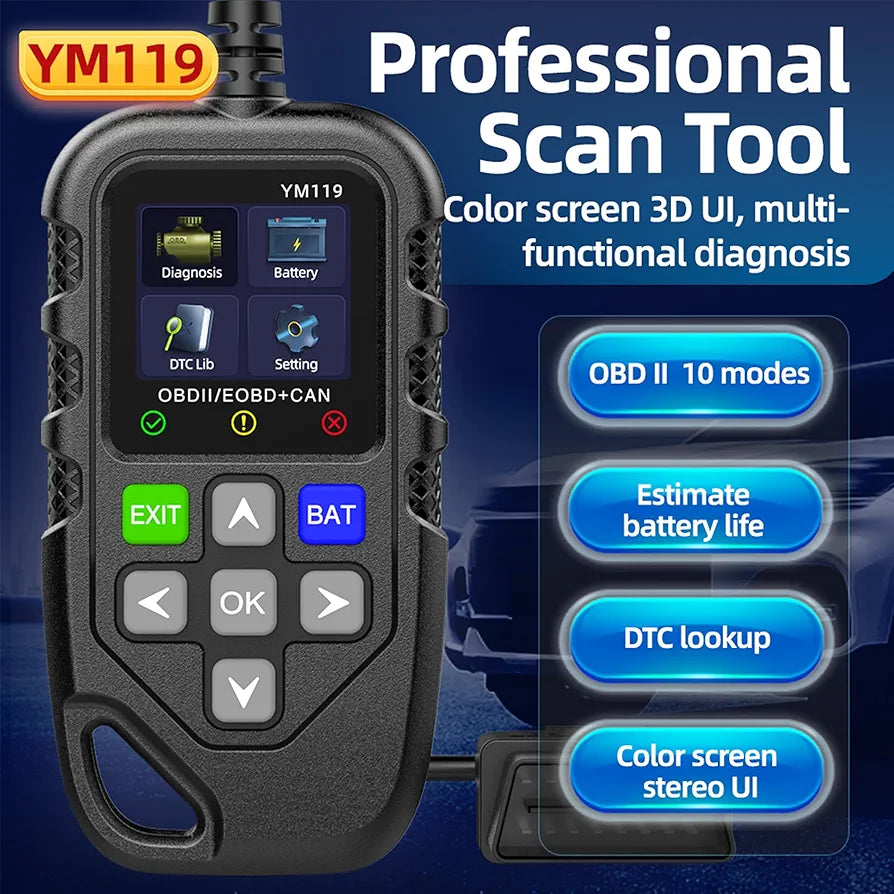 Diabit YM119 OBD2 Scanner Diagnostic Tool Enhanced Vehicle Code Reader Professional OBDII Diagnostic Code Reader Tool for Check Engine Light