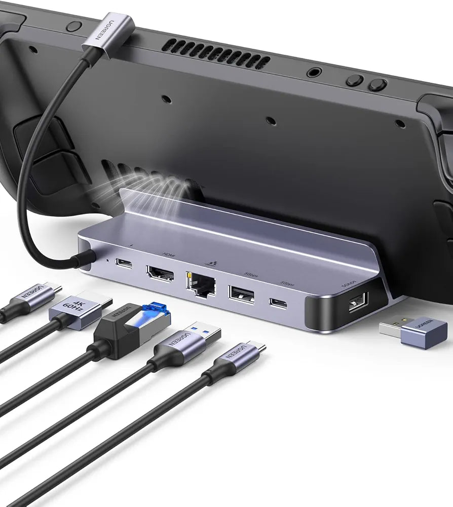 UGREEN Steam Deck Dock, 6-in-1 USB C Docking Station with 4K@60Hz HDMI, Gigabit Ethernet, PD 100W Charging 1xUSB C 2X USB 3.0 Compatible with Steam Deck Rog Ally iPhone 15 Pro/Pro Max