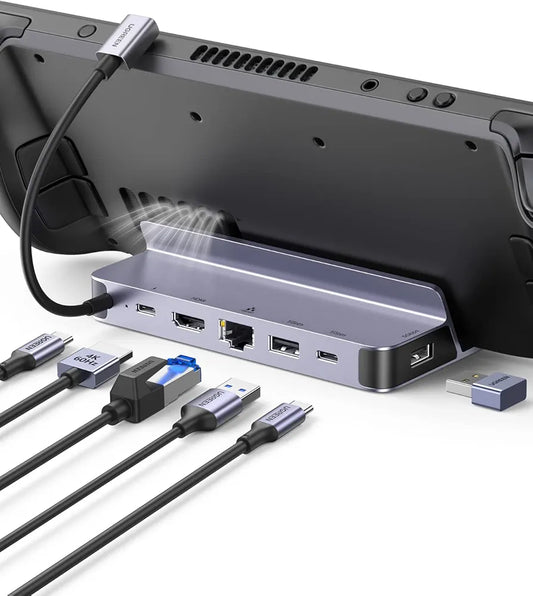 UGREEN Steam Deck Dock, 6-in-1 USB C Docking Station with 4K@60Hz HDMI, Gigabit Ethernet, PD 100W Charging 1xUSB C 2X USB 3.0 Compatible with Steam Deck Rog Ally iPhone 15 Pro/Pro Max