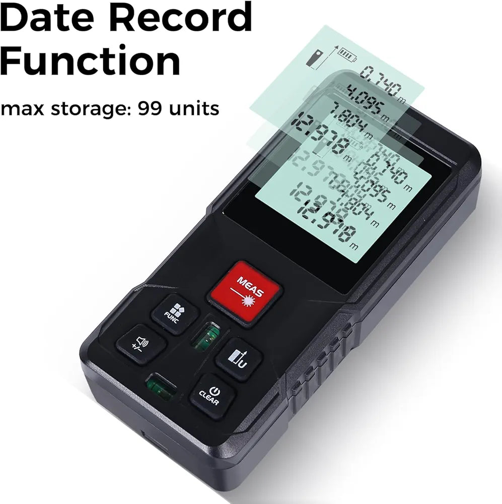 Laser Measure Device, 120m LCD Digital Laser Distance Meter with 2 Bubble Level