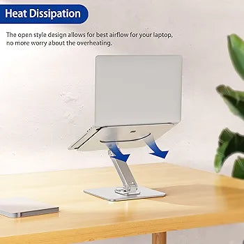 Laptop Stand, 360 Angle Adjustable Rotating Base, Ergonomic Adjustable Laptop Stand, Computer Riser Stand Compatible with Laptops Between 10-15.6" (Silver)